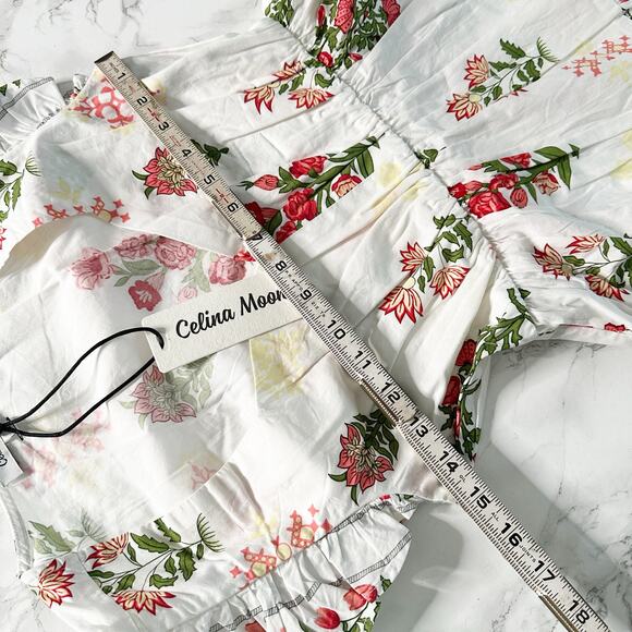 Celina Moon X Anthro Women’s Size Small Boho Floral Ruffle Cotton Maxi Dress NEW - Picture 12 of 16